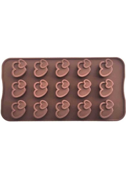 Pastry Çikolata Kalıbı - Silikon - Ikili Kalp (Ikl-14)