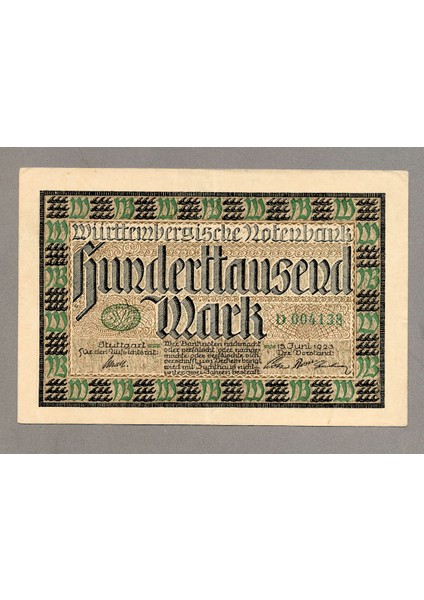 Almanya Deutschland 100000 Wüttenberg Mark Ef Ççt Banknot fiyatları