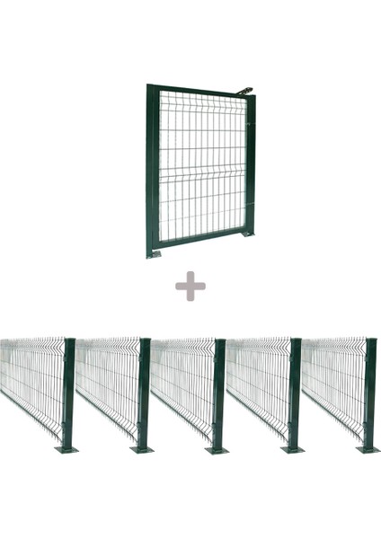 Pcm 5'li Panel Çit Takım 120X250 cm Yeşil (12.5 Mt) + Panel Çit Kapı 120X100 cm Avantaj Paketi