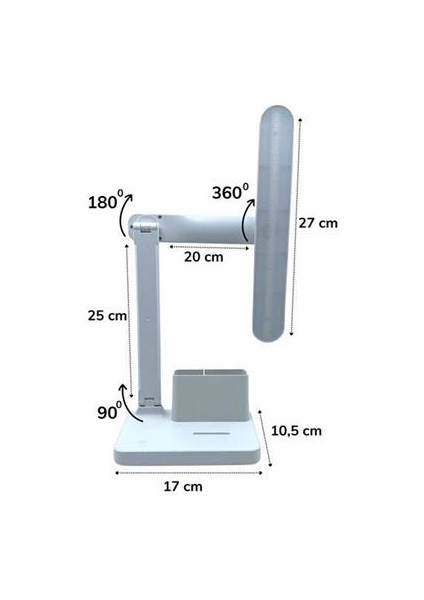 Buffer&reg; Kalemlikli USB Şarjlı Dokunmatik 3 Kademeli Özel Göz Korumalı LED Lityum Masa Lambası