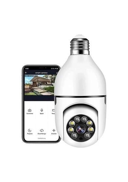 Buffer&reg; Wifi 360 Panoramik Ampul Kamera Gece Görüş Ses Akıllı Hareket Algılayıcı