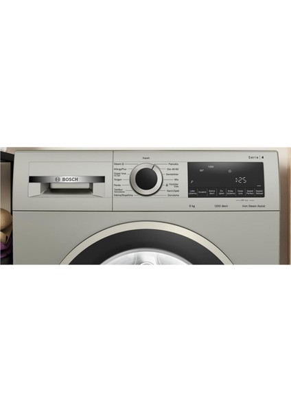 BOSCH WGA142ZXTR GRI 9KG 1200DVR  Iron Steam Assist Çamaşır Makinesi