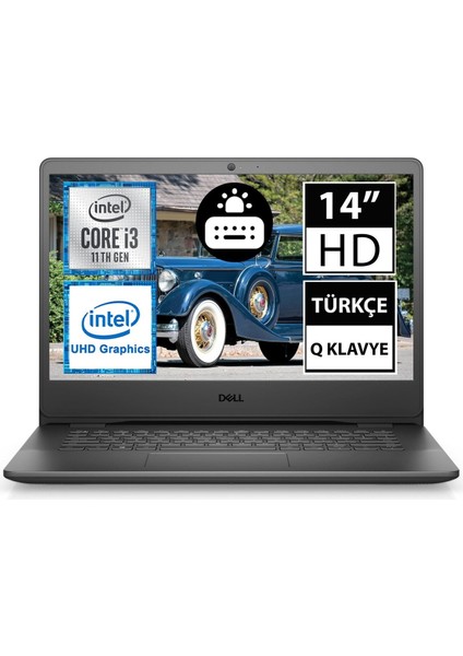 Vostro 3400 Intel Core I3-1115G4 16GB 512GB SSD Işıklı Klavye Windows 11 Pro RJ45 14" Taşınabilir Bilgisayar SNER18