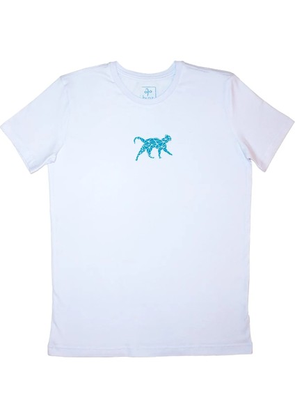 kedi Desenli Flok Baskılı %100 Pamuk Unisex Bisiklet Yaka Kısa Kollu Tişört fiyatları