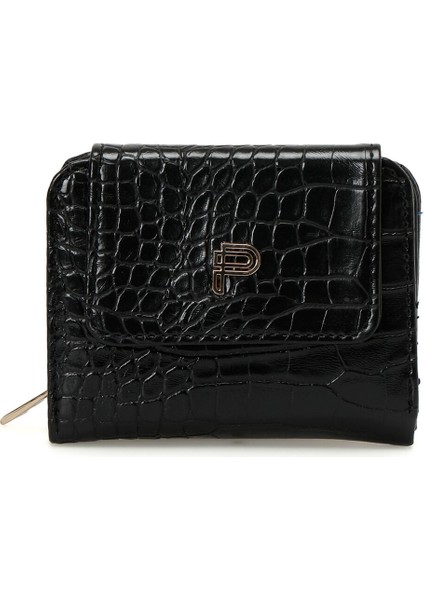 Croco Patlı Czdn 3pr Siyah Kadın Cüzdan