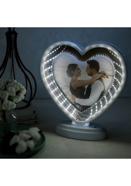 Kişiye Özel Fotoğraflı Sihirli LED Ayna Çerçeve ve Gece Lambası