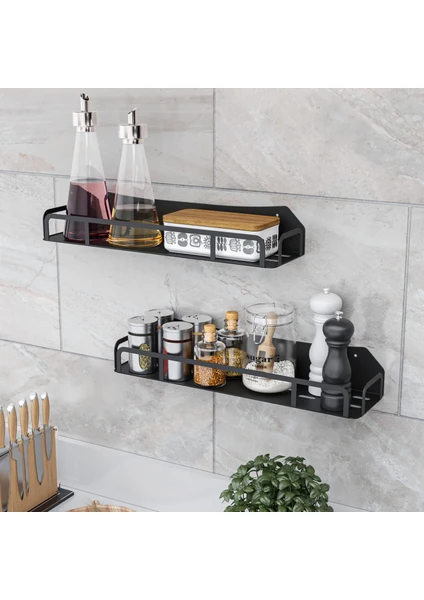 Lmz Design Baharatlık Mutfak Rafı Kozmetik Organizer Banyo Rafı Çok Amaçlı Düzenleyici 2'li Set Büyük Boy