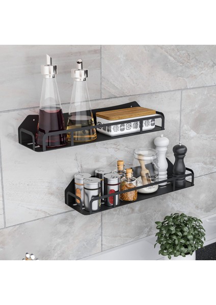 Lmz Design Baharatlık Mutfak Rafı Kozmetik Organizer Banyo Rafı Çok Amaçlı Düzenleyici 2'li Set Büyük Boy