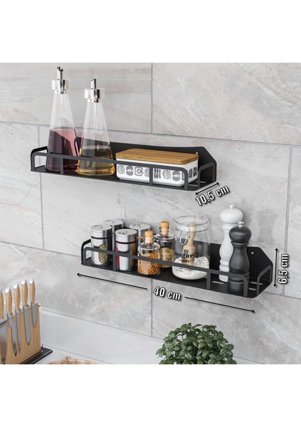 Lmz Design Baharatlık Mutfak Rafı Kozmetik Organizer Banyo Rafı Çok Amaçlı Düzenleyici 2'li Set Büyük Boy