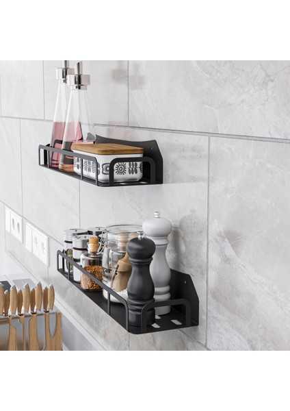 Lmz Design Baharatlık Mutfak Rafı Kozmetik Organizer Banyo Rafı Çok Amaçlı Düzenleyici 2'li Set Büyük Boy