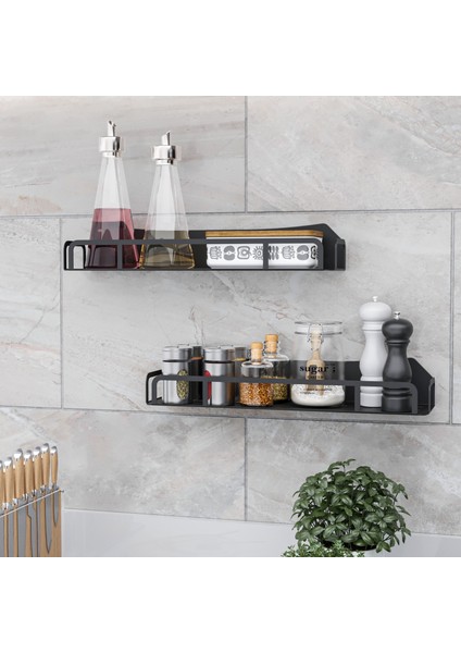 Lmz Design Baharatlık Mutfak Rafı Kozmetik Organizer Banyo Rafı Çok Amaçlı Düzenleyici 2'li Set Büyük Boy