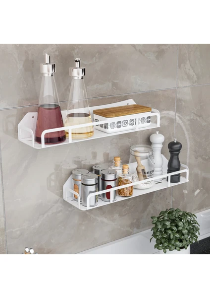 Lmz Design Baharatlık Mutfak Rafı Kozmetik Organizer Banyo Rafı Çok Amaçlı Düzenleyici 2'li Set Büyük Boy