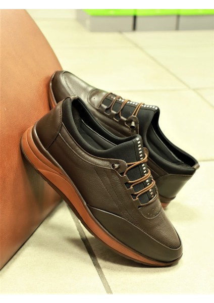 1680 Hakiki Deri Anatomik Tabanlı Erkek Günlük Ayakkabı - NKT01680-KAHVERENGI-38 fiyatları