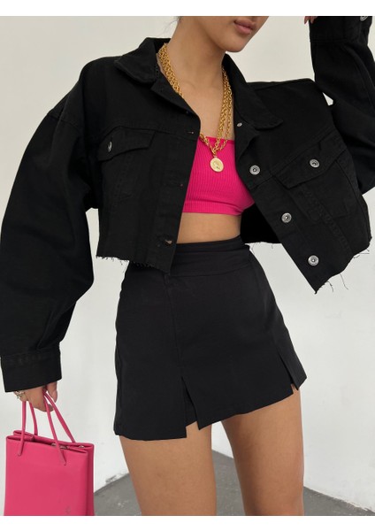 Kadın Crop Kesim Denim Ceket Oversize Kalıp modelleri