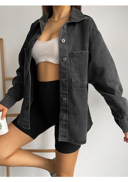 Kadın Oversize Denim Gömlek Ceket modelleri