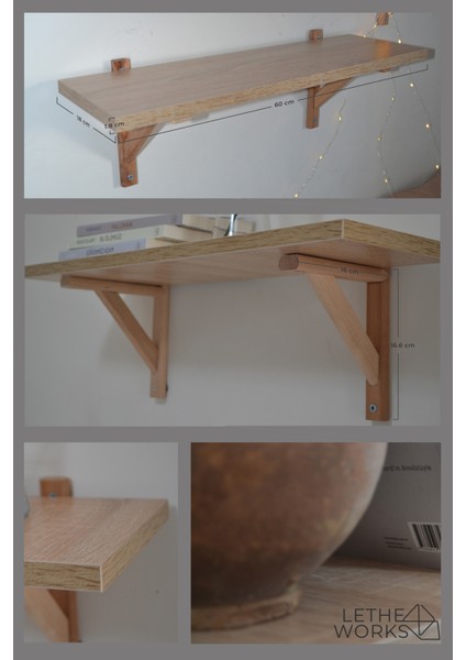 Duvar Rafı (2’li Sonoma Mdf Lam Raf (Ahşap Ayaklı))