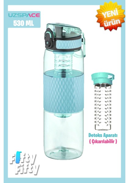 530ML Detoks Aparatlı Silikon Gövde Tritan Su Matarası