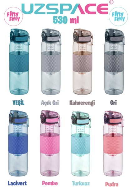 530ML Detoks Aparatlı Silikon Gövde Tritan Su Matarası