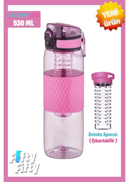 530ML Detoks Aparatlı Silikon Gövde Tritan Su Matarası