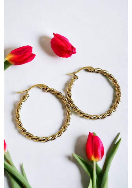 Burgu Gold Halka Çelik Küpe fırsatları