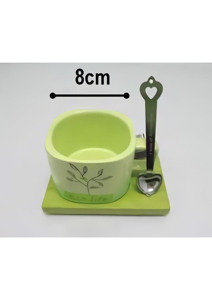 Hayat Ağacı Desenli Mıknatıslı Bambu Stantlı Seramik Kahve Kupası 200 ml