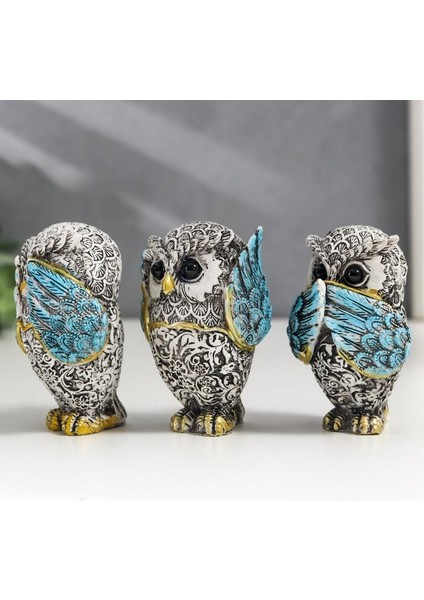 Görmedim Duymadım Bilmiyorum 3’lü Baykuş Biblo Heykel Ev Ofis Yeni Yıl Hediyesi Dekor Vitrin Süsü 2 fiyatları