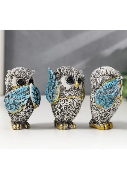 Görmedim Duymadım Bilmiyorum 3’lü Baykuş Biblo Heykel Ev Ofis Yeni Yıl Hediyesi Dekor Vitrin Süsü 2 modelleri