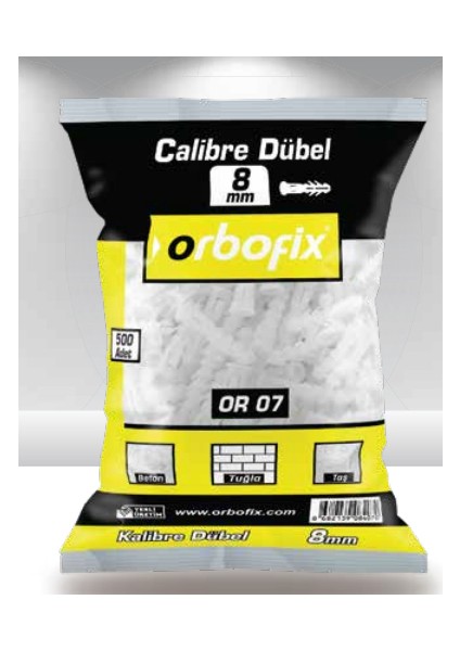 Kalibre Dübel 8 mm 100'lü modelleri