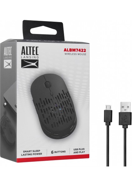 ALBM7422, Siyah, 2.4ghz, Şarj Edilebilir, 1600DPI, Kablosuz Optik Mouse