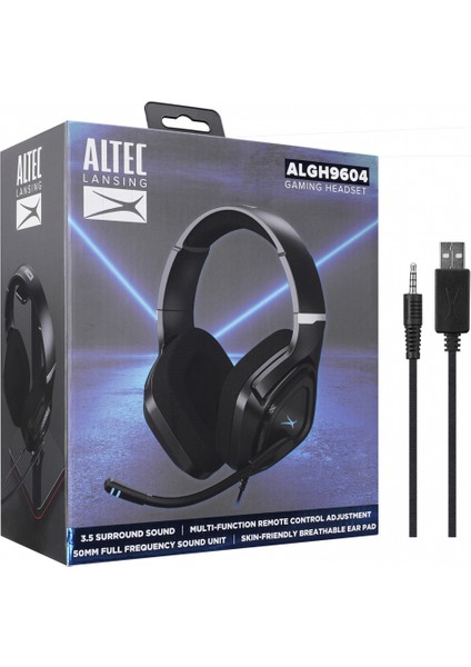 ALGH9604, Siyah, Ps4/xbox/mobil Uyumlu, Usb+3.5mm, Rainbow Aydınlatma, USB Kablolu, Gaming Mikrofonlu Kulaklık