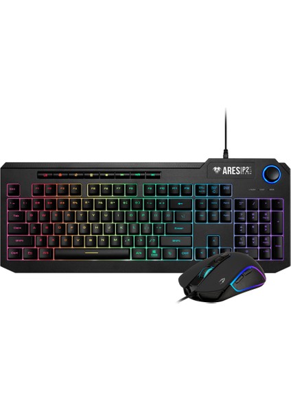 Gamdıas Ares-P2 Lite, USB Kablolu, Ingilizce, Multimedya, Rgb, Gaming, Klavye Mouse Set