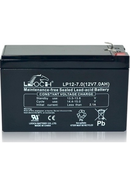 Leoch 12VOLT 7AH Akü LP12-7.0 Tse Belgeli