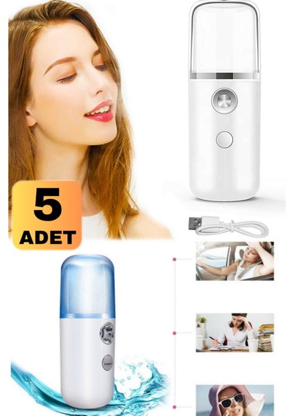 5 Adet Taşınabilir Tuşlu Kolonya Dezenfektan Hava Nemlendirici Mini Araba Ofis Serin Buhar Makinesi