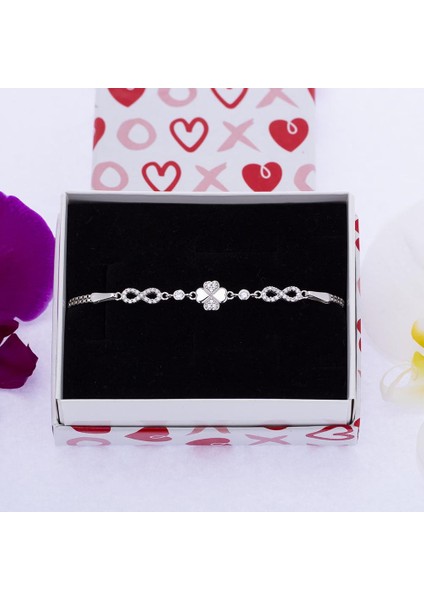 Yonca Sonsuzluk Kalp Model Zirkon Taşlı 925 Ayar Gümüş Kadın Bileklik fiyatları