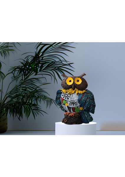 Yöresel Motifli Taşlı Baykuş Biblo Heykel Ev Ofis Yeni Yıl Hediyesi Dekor Konsol Vitrin Süsü SH12