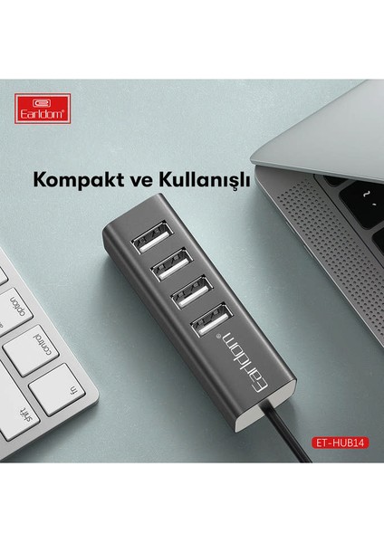 Earldom HUB14 Tak Çalıştır 4lü USB Çoklayıcı - Siyah