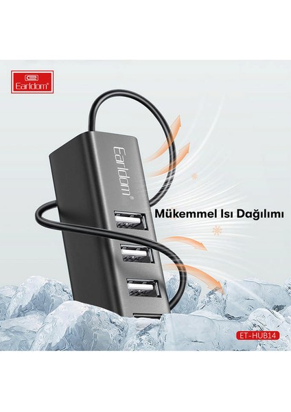 Earldom HUB14 Tak Çalıştır 4lü USB Çoklayıcı - Siyah