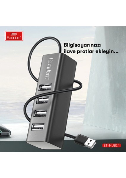 Earldom HUB14 Tak Çalıştır 4lü USB Çoklayıcı - Siyah