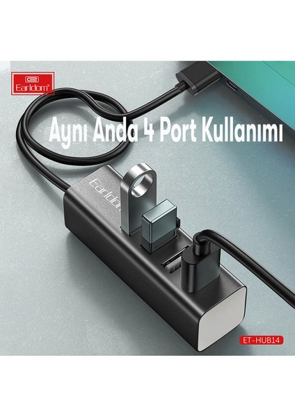 Earldom HUB14 Tak Çalıştır 4lü USB Çoklayıcı - Siyah