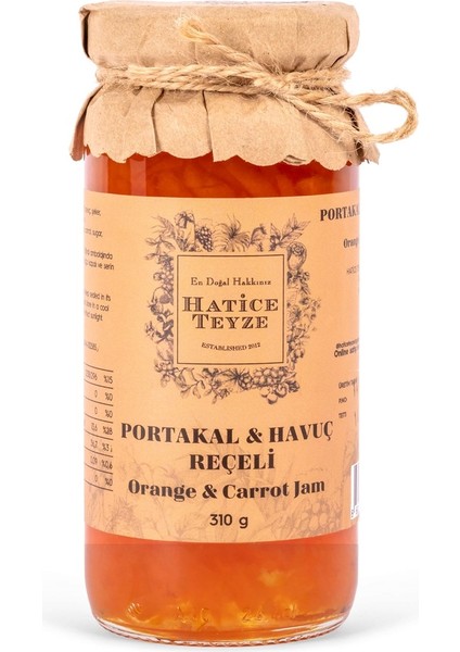 Portakallı Havuç Reçeli 310 gr