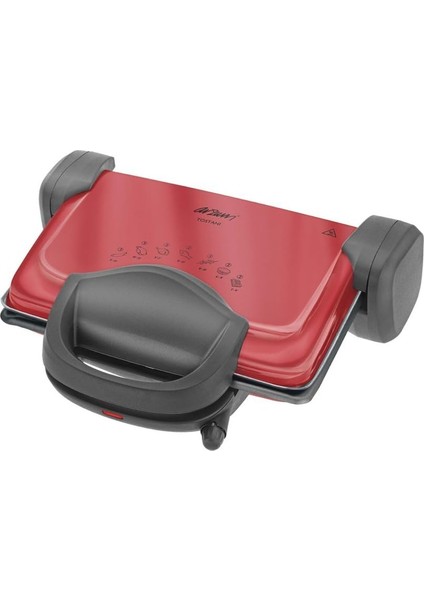 AR287 Izgara ve Tost Makinesi, 1800 W, Metal Plastik Teflon, Kırmızı