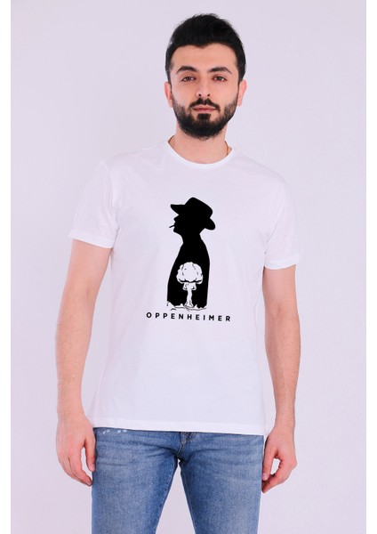Oppenheimer Nükleer Beyaz Kısakol Erkek Tshirt