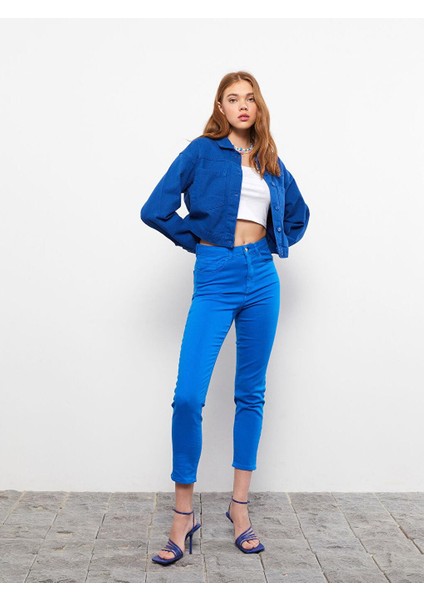 Lcw Casual Normal Bel Slim Fit Düz Cep Detaylı Gabardin Kadın Pantolon