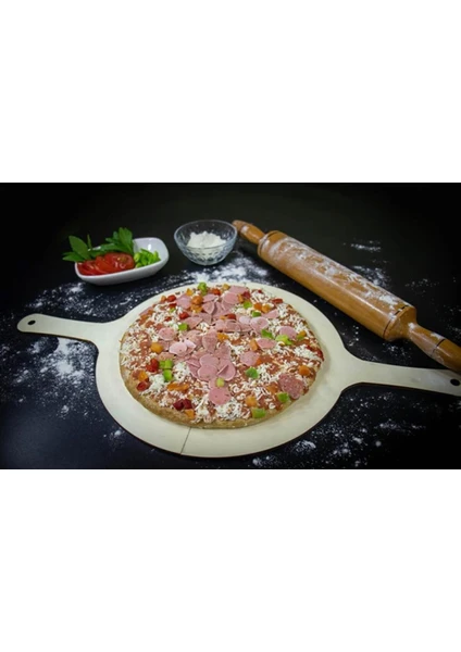 Ahşap Tahta Kayın Ağacından Pizza Lahmacun İçin 2’li Kürek Takım