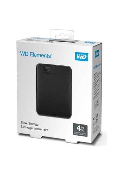 Wd BU6Y0040BBK-WESN, Elements, 4tb, 2.5", Usb3.0, Taşınabilir, Harici Hdd, Siyah