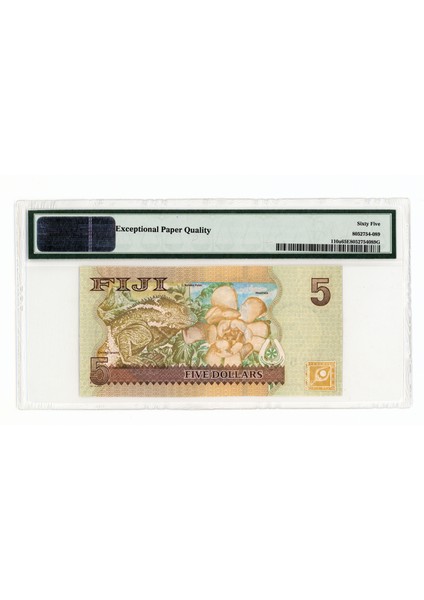 Fıjı 5 Dollars 2007 Pmg 65 Epq Sertifikalı Banknot Kraliçe