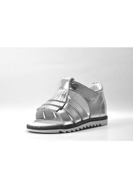 P.100 Hakiki Deri Gri Cırtlı Ortopedik Kız Çocuk Bebek Sandalet fırsatları