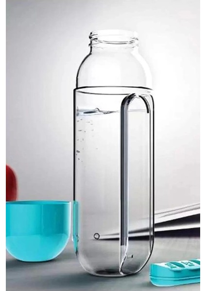 Sızdırmaz Kapaklı Matara Suluk 600ML 7 Günlük Hap Ilaç Kutusu Organizer Sporcu Su Şişesi Bardak fiyatları