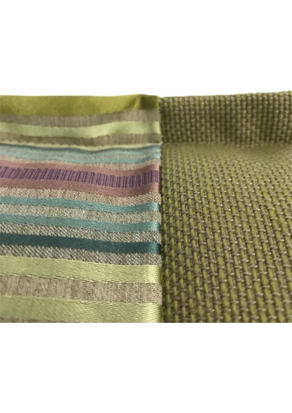 Ipek Saten Çizgili Yeşil Pembe Keten Kırlent Kılıfı (35X50)