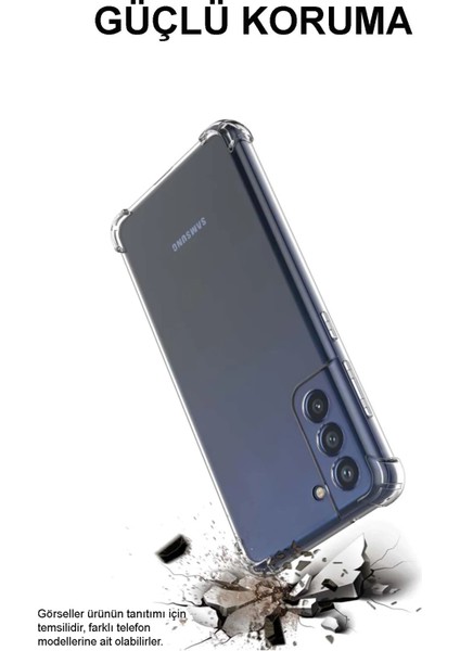 Realme C25 Kapak Kamera Korumalı Antishock Köşe Korumalı Şeffaf Silikon Kılıf